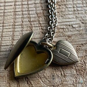 Heart Locket Necklace Brass